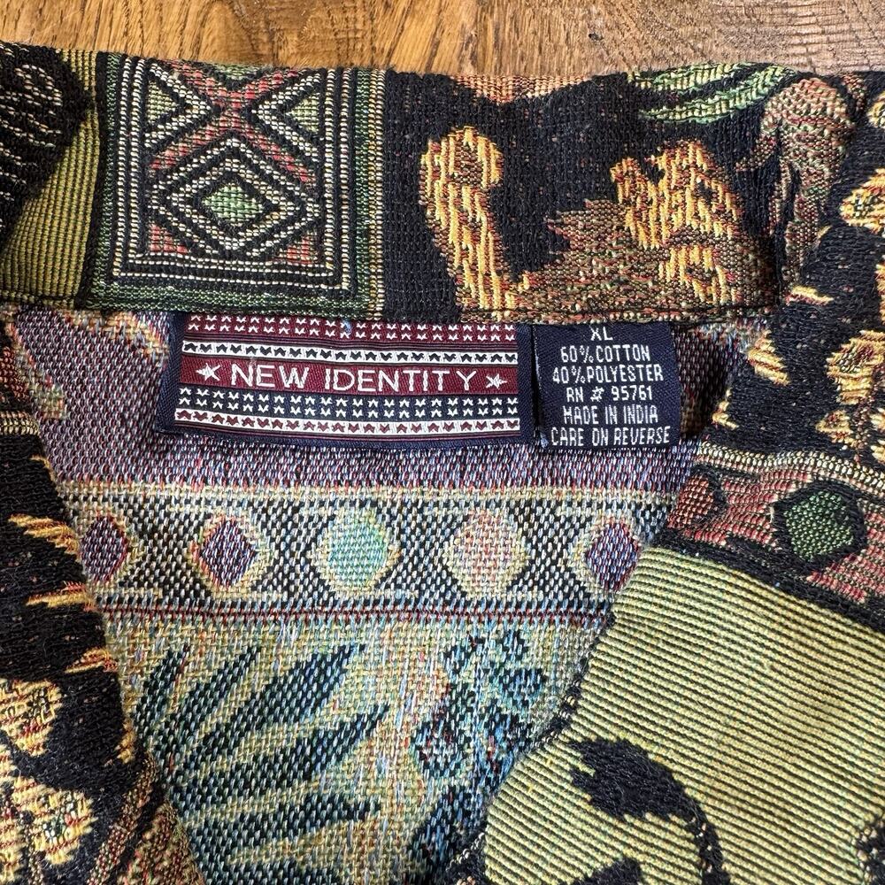 Vtg New Identity Africa Animal Tapestry Blazer Jacket Womens Sz XL Button Down - Picture 2 of 5